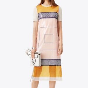 TORY BURCH I XXS-S Maisie Silk Midi Sequin Colourblock Dress